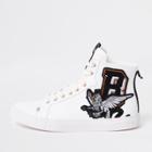 River Island Mens White Embroidered High Top Trainers