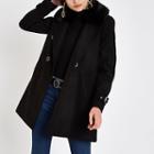 River Island Womens Faux Fur Collar Double Breasted Coat