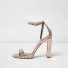 River Island Womens Gold Metallic Barely There Cut Out Sandals