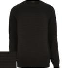 River Island Mensblack Textured Knitted Crew Neck Jumper