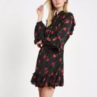 River Island Womens Floral Studded Frill Smock Dress