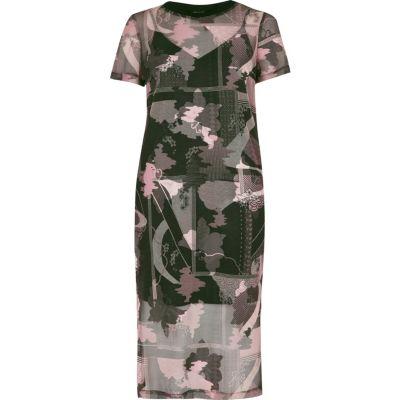 River Island Womens Floral Print Mesh Midi Dress