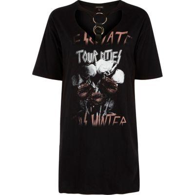 River Island Womens Oversized Harness Neck Band T-shirt