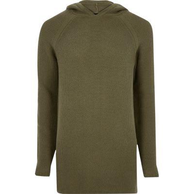River Island Mens Perforated Longline Hoodie
