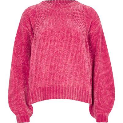 River Island Womens Chenille Knit Balloon Sleeve Jumper