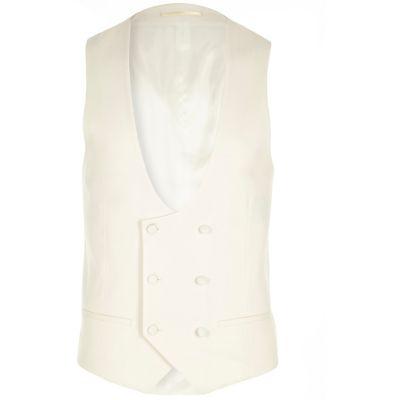River Island Mens White Double Breast Suit Waistcoat