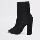 River Island Womens Knitted Peep Toe Wide Fit Sock Boot
