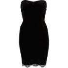 River Island Womens Velvet Lace Trim Bandeau Dress