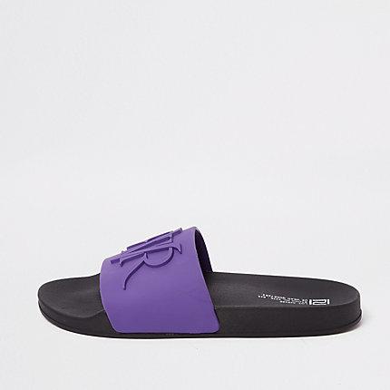 River Island Mens Embossed 'rvr' Sliders