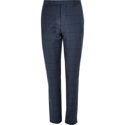 River Island Mens Window Pane Check Slim Suit Pants