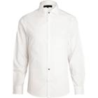 River Island Menswhite Accent Button Long Sleeve Poplin Shirt