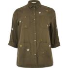 River Island Womens Plus Star Embroidered Shacket