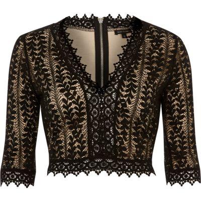 River Island Womens Lace Plunge Crop Top