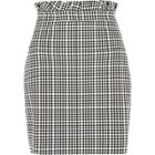 River Island Womens White Gingham Paperbag Waist Mini Skirt