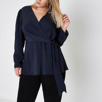 River Island Womens Plus Wrap Long Sleeve Blouse