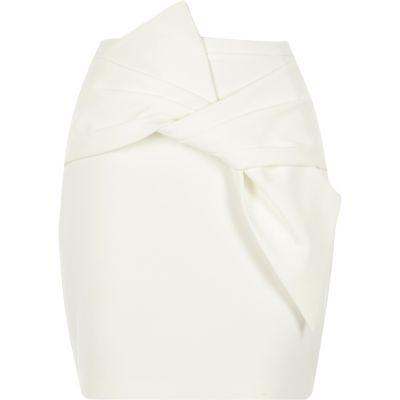 River Island Womens White Bow Front Mini Skirt