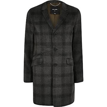 River Island Mens Only And Sons Check Single Breasted Coat