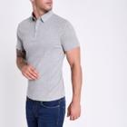 River Island Mens Marl Muscle Fit Ribbed Polo Shirt