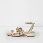 River Island Womens Gold Metallic 3d Flower Strappy Sandals