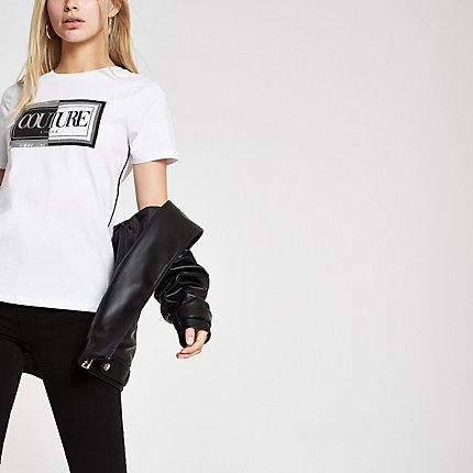River Island Womens White 'couture' Flock Print T-shirt