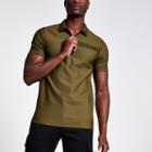 River Island Mens Muscle Fit Zip Polo Shirt