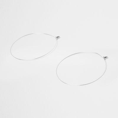 River Island Womens Silver Tone Ultra Thin Hoop Earrings