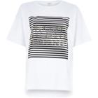 River Island Womens White 'first Love' Embossed T-shirt