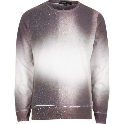 River Island Mens White And Paint Splatter Faded Sweater