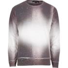 River Island Mens White And Paint Splatter Faded Sweater