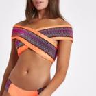 River Island Womens Elastic Zig Zag Wrap Bardot Bikini Top