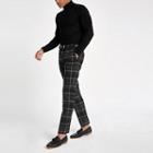 River Island Mens Check Slim Fit Smart Trousers