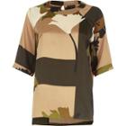 River Island Womens Camo Print Keyhole Short Sleeve T-shirt