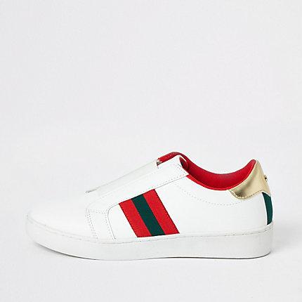 River Island Womens White Elastic Slip On Sneakers