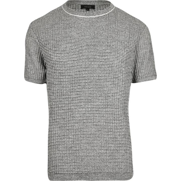 River Island Mensgrey Knitted Short Sleeve Jumper