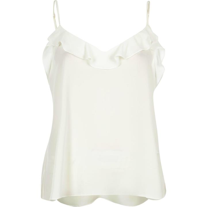 River Island Womens White Frilly Cami