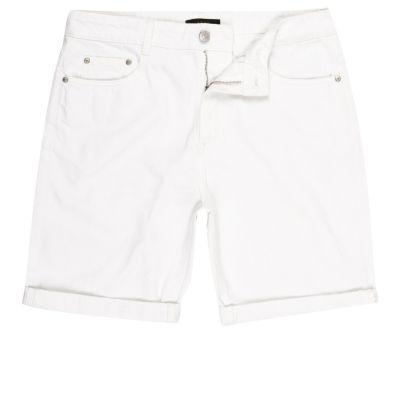 River Island Mens White Adpt Denim Shorts