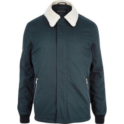 River Island Mens Dark Fleece Coach Jacket
