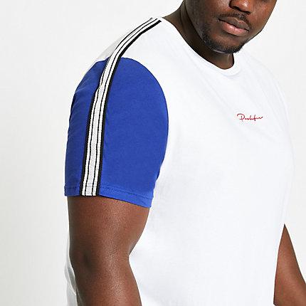 River Island Mens Big And Tall White 'prolific' Tape T-shirt