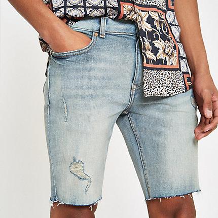 River Island Mens Sid Skinny Stretch Denim Shorts