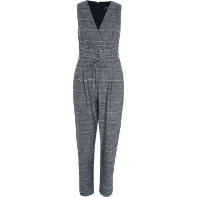 River Island Womens Check Corset Waist Belt Jumpsuit