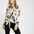 River Island Womens Print Tie Front Long Sleeve Shirt