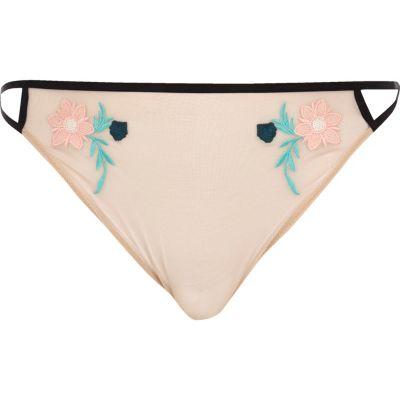 River Island Womens Plus Nude Floral Cut-out Knickers