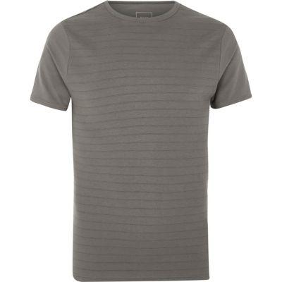 River Island Mens Slate Rib Muscle Fit T-shirt