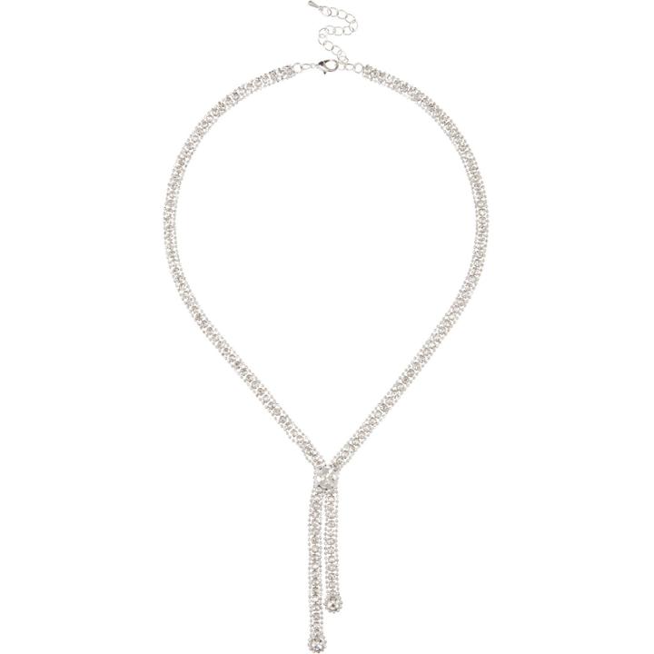 River Island Womens Silver Tone Rhinestone Sparkle Necklace