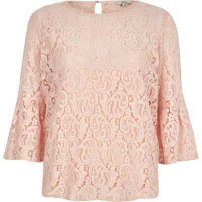 River Island Womens Lace Bell Sleeve Top