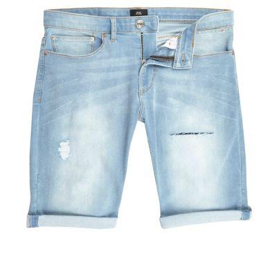 River Island Mens Ripped Sid Skinny Denim Shorts