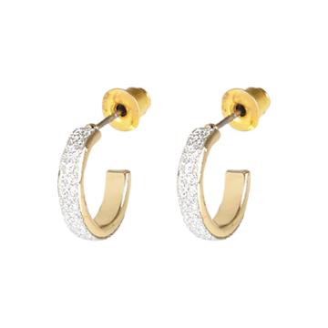 River Island Womens Gold Tone Glitter Small Hoop Earrings