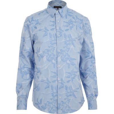 River Island Mens Jacquard Slim Fit Shirt