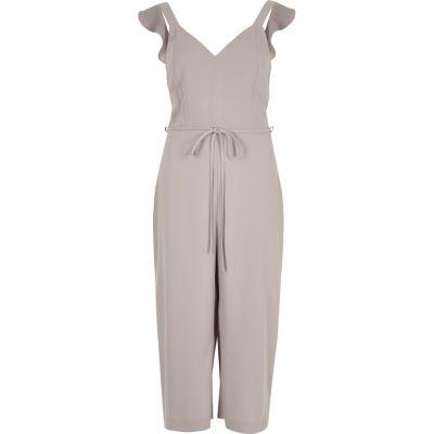 River Island Womens Frill Shoulder Culotte Jumpsuit
