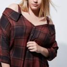 River Island Womens Plus Check Cold Shoulder Shirt